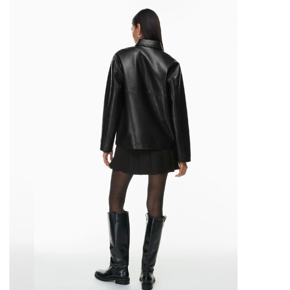 Aritzia Babaton Gabby Vegan Leather Shirt Jacket Black Large - Picture 4 of 8